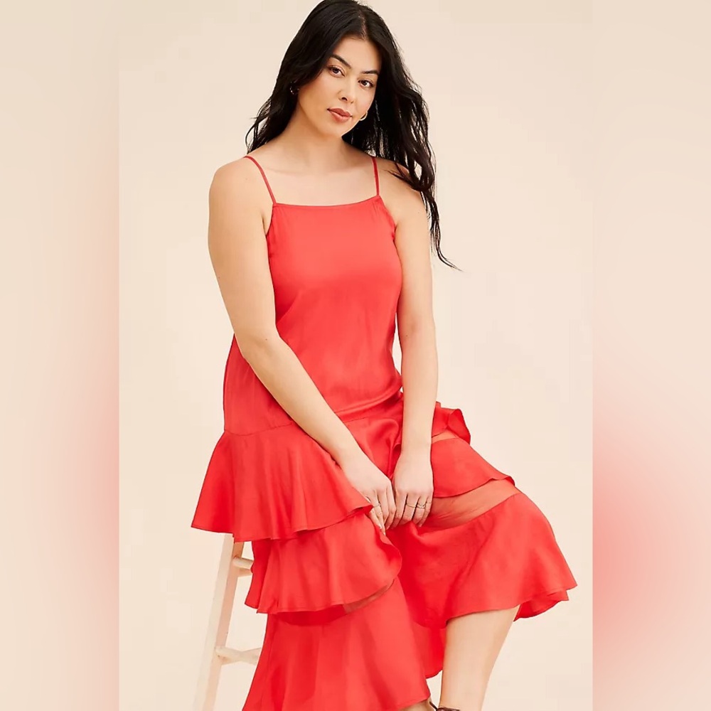 Blue Tassel Sleeveless Sheer Tiered Dress